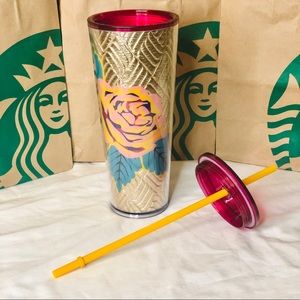 Starbucks Gold Quilted Rose Tumbler 2020 Fall